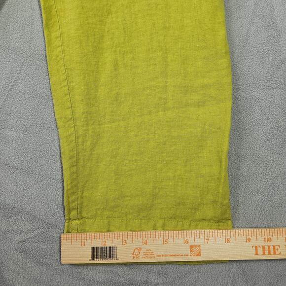 Bryn Walker Pants Women XS Green Linen Cropped Pull On Breathable Minimalist - Picture 13 of 13